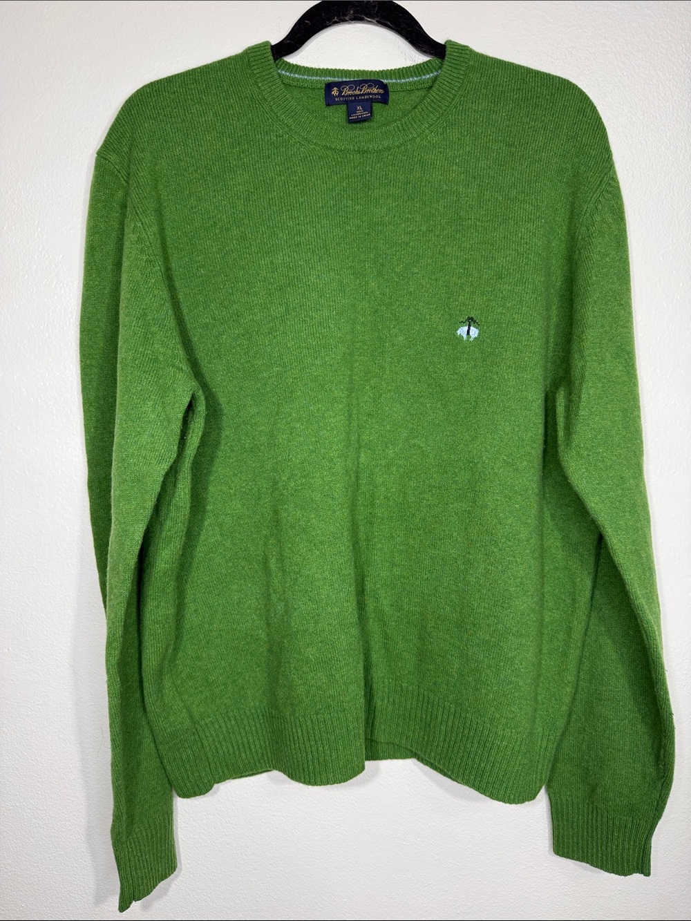 Brooks Brothers Scottish Lambswool Kelly Green Preppy Mens sweater XL